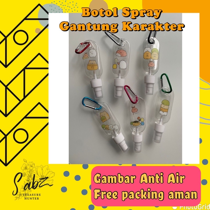 KAWAI Botol Spray Gantungan 30 ml BERGAMBAR KARAKTER Botol Isi Ulang Serbaguna PREMIUM