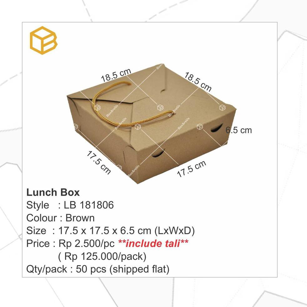 

[ART 22] LB181806 (50pcs) - Lunch Box, Kotak, Dus Nasi, Kemasan, Packaging