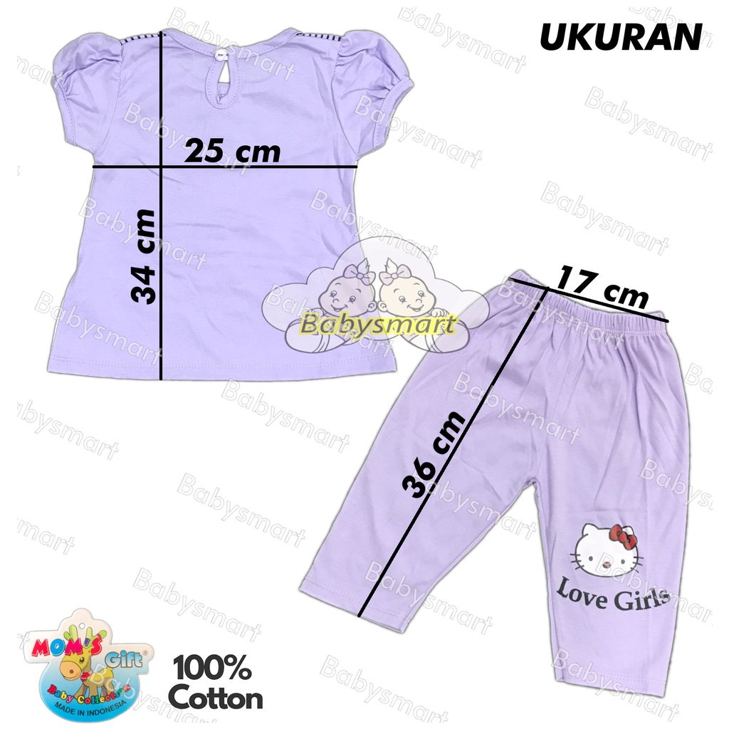 BAYIe - Setelan Baju Bayi/Anak Perempuan + Celana Panjang motif KITTY  MOM'S GIFT SNI usia 0 - 12 bulan / Pakaian anak Cewek