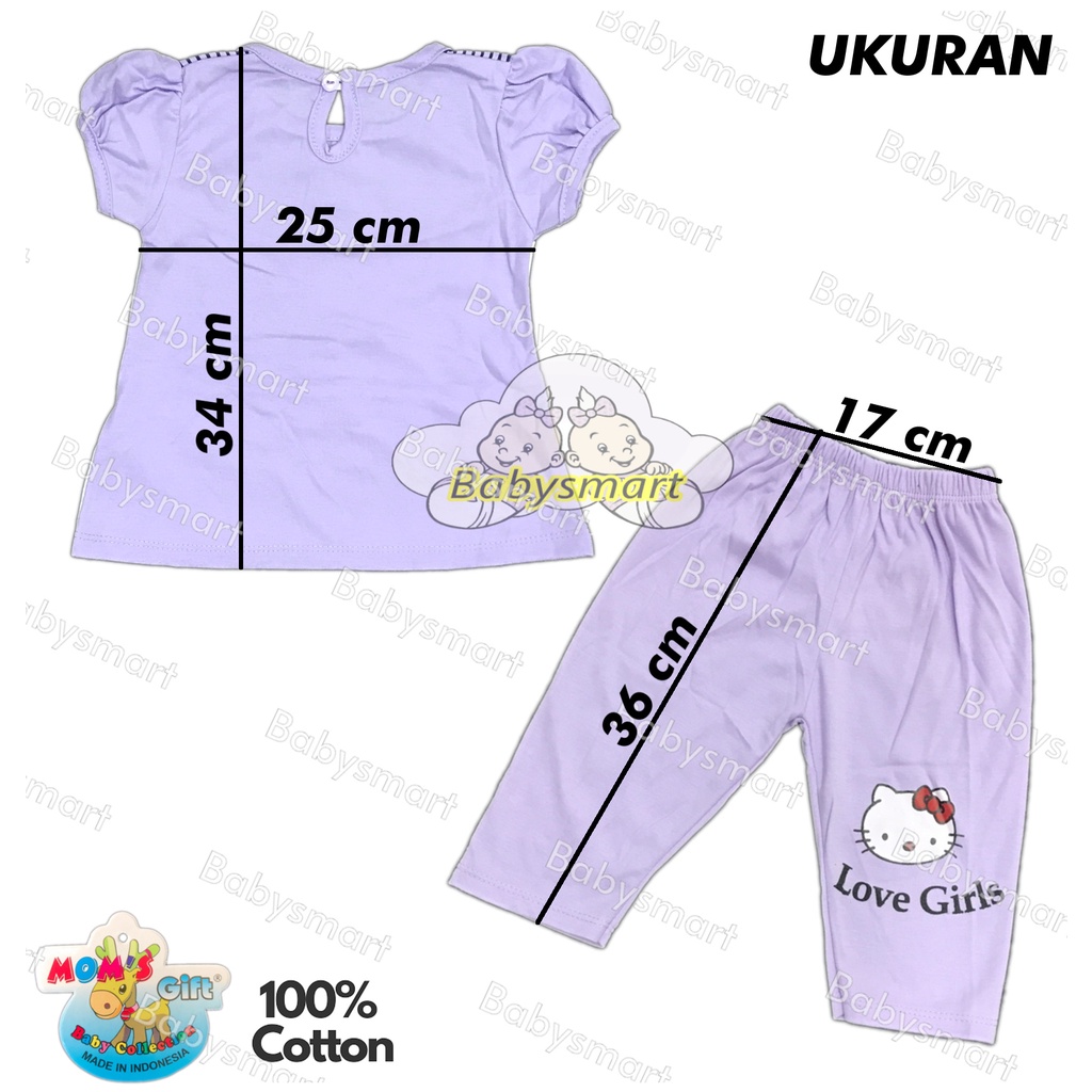 BAYIe - 3 PCS Setelan Baju Bayi/Anak Perempuan + Celana Panjang motif KITTY  MOM'S GIFT SNI usia 0 - 12 bulan / Pakaian anak Cewek