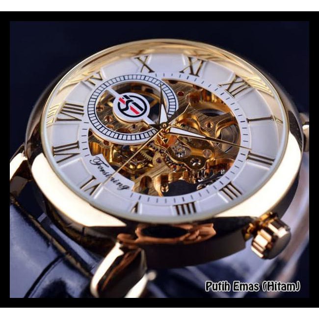Best Seller Jam Tangan Pria Mekanik Forsining H099M - Putih Emas Htm Berkualitas