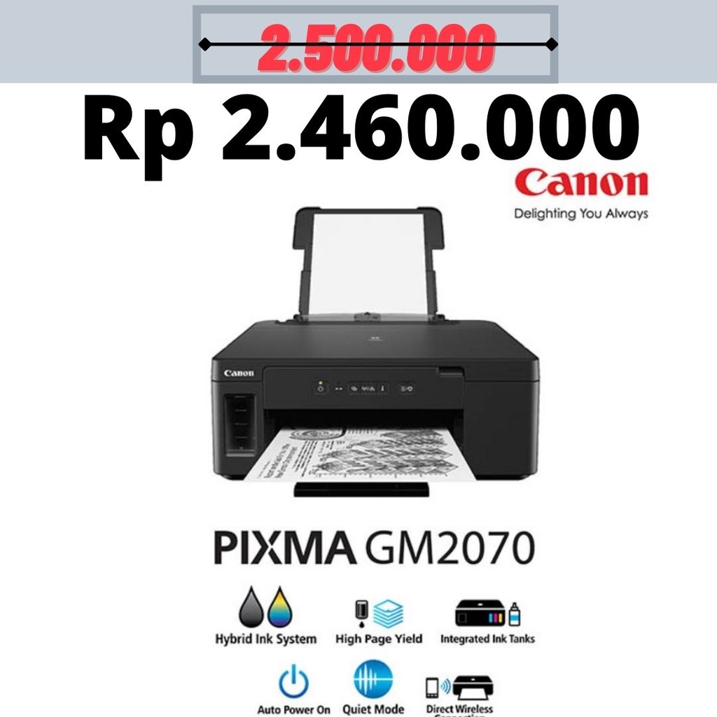 Printer Canon Pixma GM2070 GM 2070 GM-2070 Direct Wireless Mono Ink Tank ORIGINAL CANON PRINTER INKJET