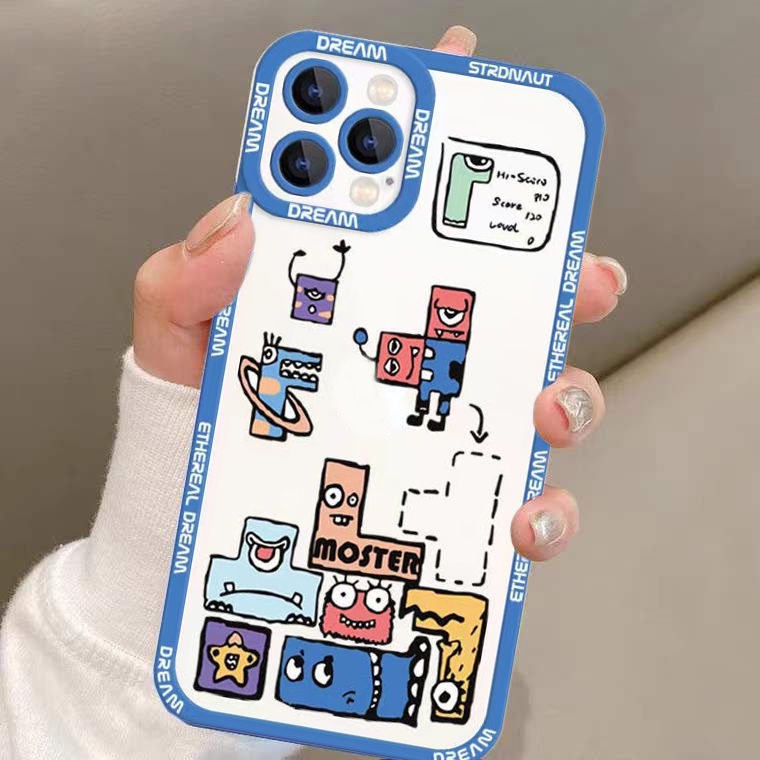 Soft Case TPU Transparan Motif Little Monster Untuk Iphone 13 Pro Max / 12 / 11 / XS / XR / X / 8 / 7 / 6 Plus / SE 2020