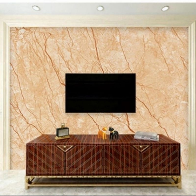Wallpaper stiker dinding motif Marmer krem glossy