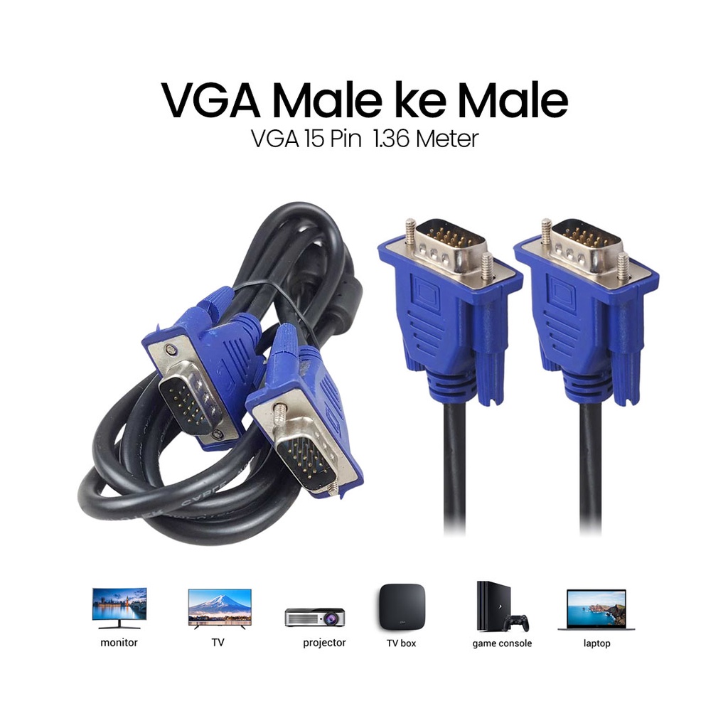 Kabel VGA Monitor 3 Meter NETLINE Gold Plated Komputer Monitor proyektor