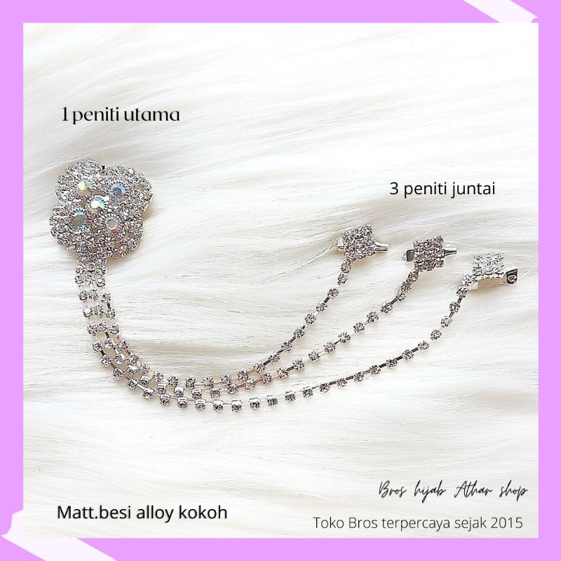 bros bunga rantai juntai bross kebaya/bros jas/brooch hijab import premium/ bros jilbab murah-Bunga 555