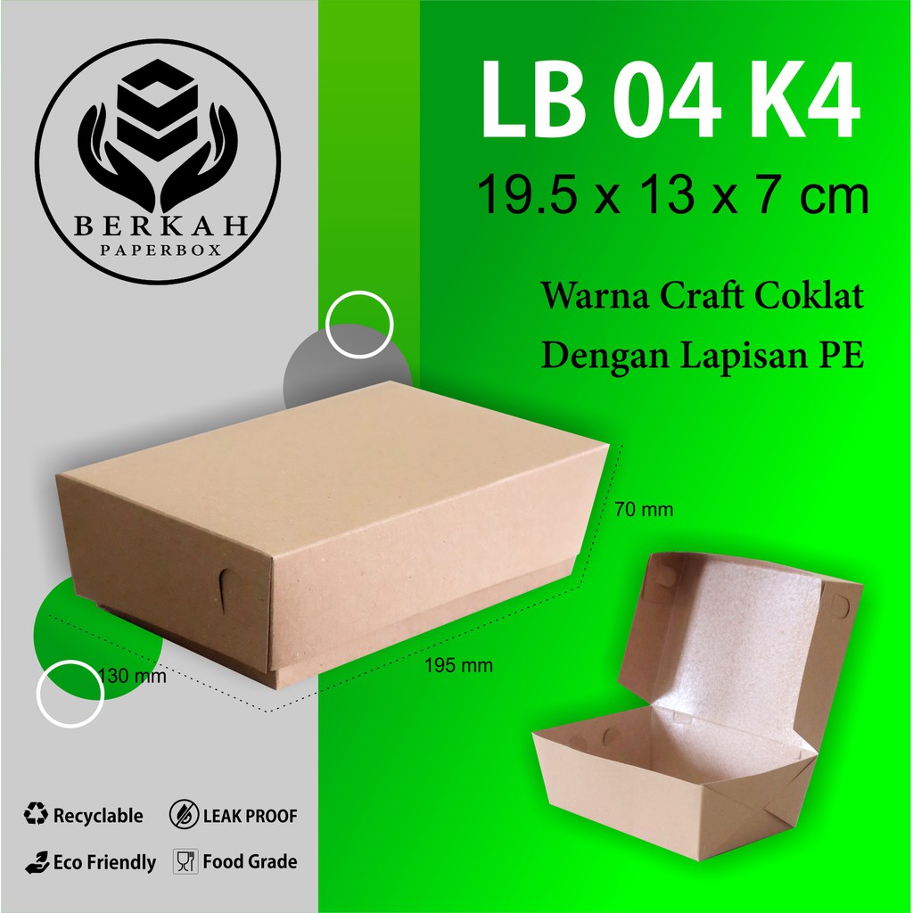 Paper Lunch Box Size XL Lunch Box XL (LB4K4-19.5X13X7 Cm)