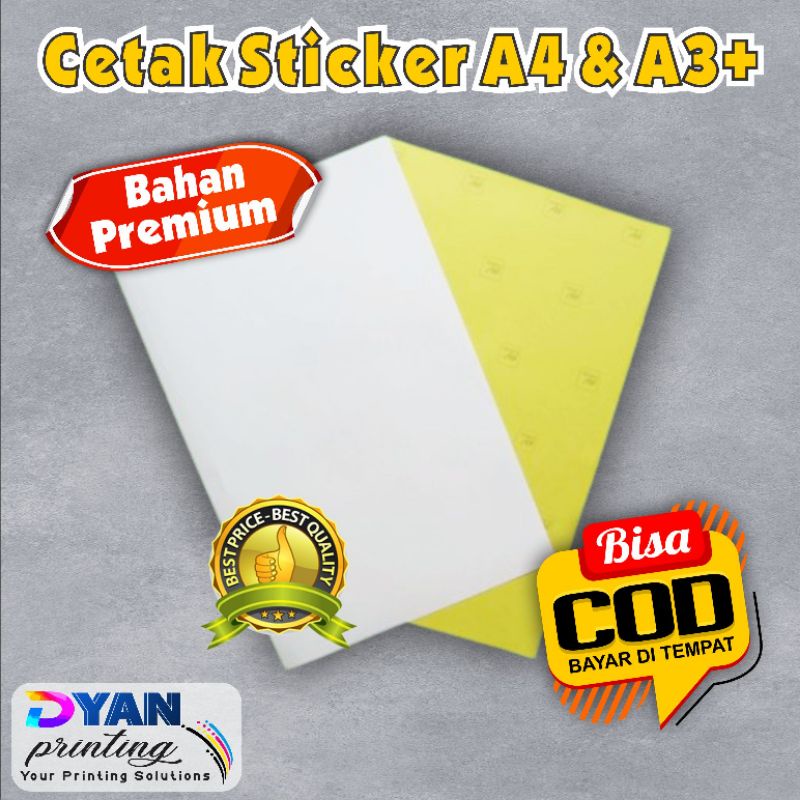 COD/BAYAR DITEMPAT CETAK STICKER UKURAN A4 &amp; A3