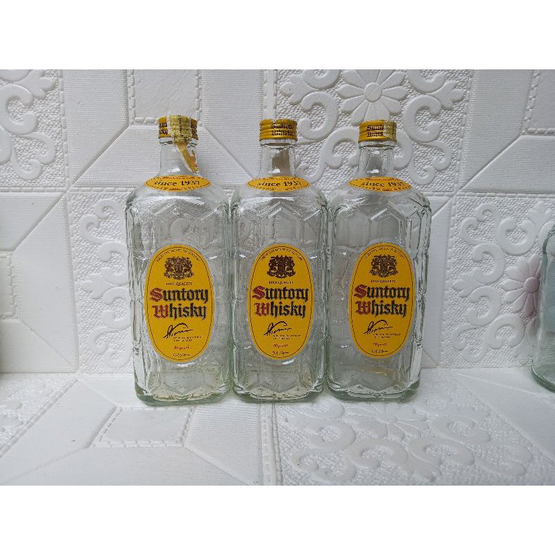 botol bekas minuman impor suntory whisky ready kuning