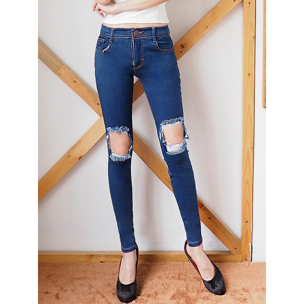 Jeans Celana Ripped Skinny Knee Vida-Ancien Store