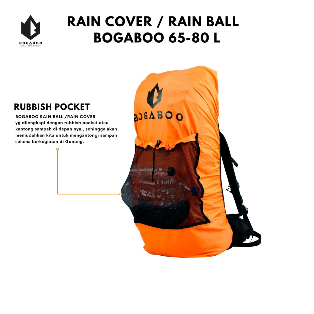 Coverbag bogaboo seri rain ball 65 up 80 L waterproof - rain cover - raincover - sarung tas - penutup tas - dust bag - waste pocket - rubbish pocket - trAsh bag KERIL GUNUNG