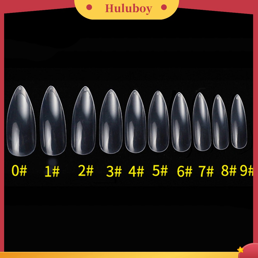 Huluboy Huluboy♡ 500pcs Kuku Palsu Akrilik Full Cover Transparan Bentuk Bulat