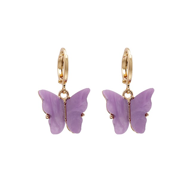 LRC Anting Tusuk Fashion Earrings Butterfly Resin Alloy Earrings K43609