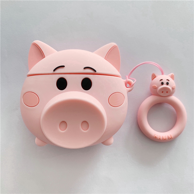 Soft Case Bahan Silikon Bentuk Piglets Untuk Airpods 1/2