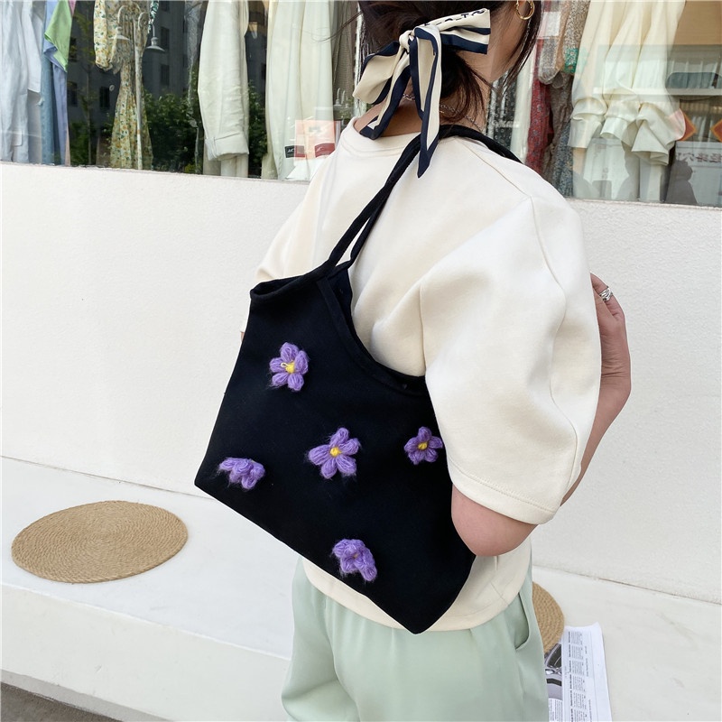 Totebag Canvas Daisy Wanita Musim Panas Gaya Korea Fashion Import/Tas/Tas Selempang