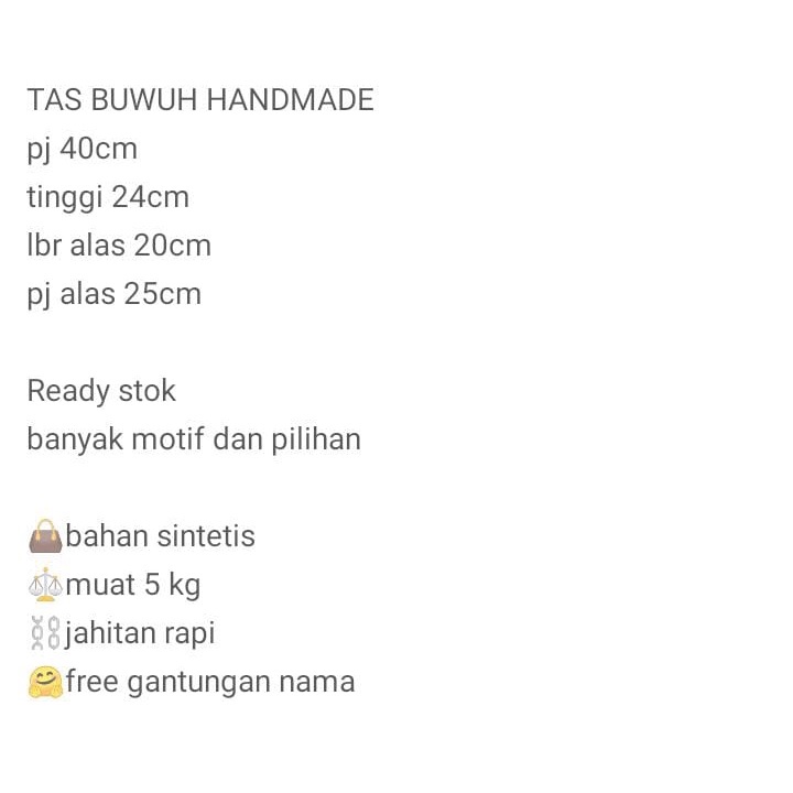 TAS BUWUH FREE NAM/tas buwuhan/tas becek/tas wanita besar