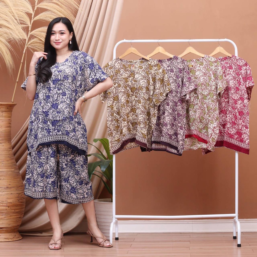 BAJU TIDUR WANITA SETELAN ONESET PIYAMA KULOT SUPER JUMBO KEKINIAN  BUSUI BUMIL ( ARISKA HAVANA FELDA KARIN )-KULOT JUMBO RIHANA