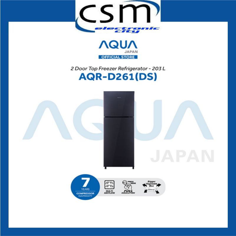 KULKAS AQUA JAPAN AQRD 261 LEMARI ES 2 PINTU AQRD261 LOW WATT