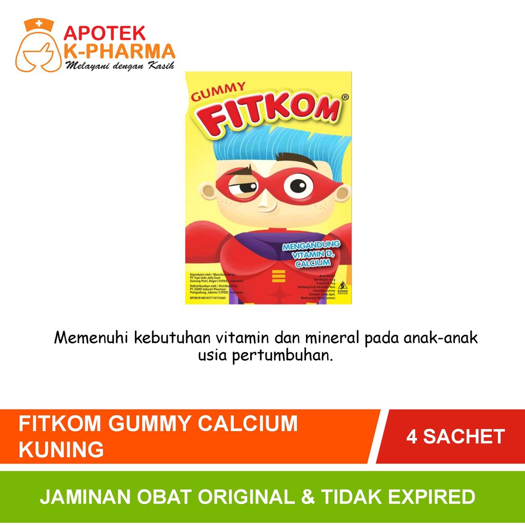 Fitkom Gummy Calcium Isi 4 Sachet Obat Original soho