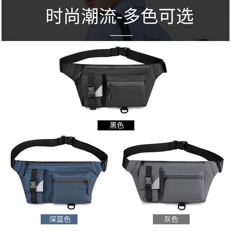 GI 13640 RISCE TAS WAISTBAG IMPORT PRIA COWOK LAKI-LAKI JAKARTA BATAM JT GRAY BLUE BLACK