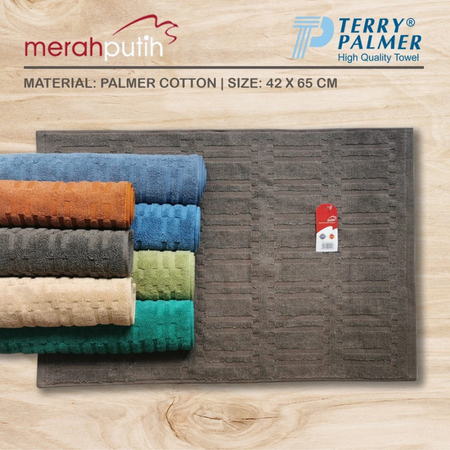 Keset Handuk Merah Putih Bathmat Kamar Mandi Serap Air 42x65 Cm