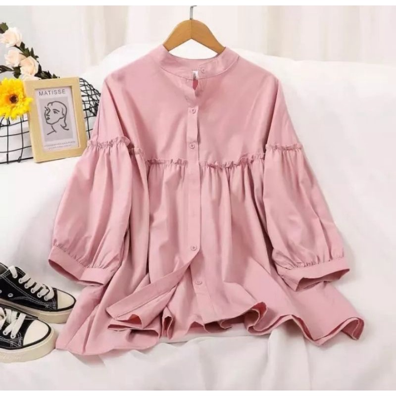 Dalova Blouse/ Atasan Kemeja Wanita/ Blouse Rempel Kekinian