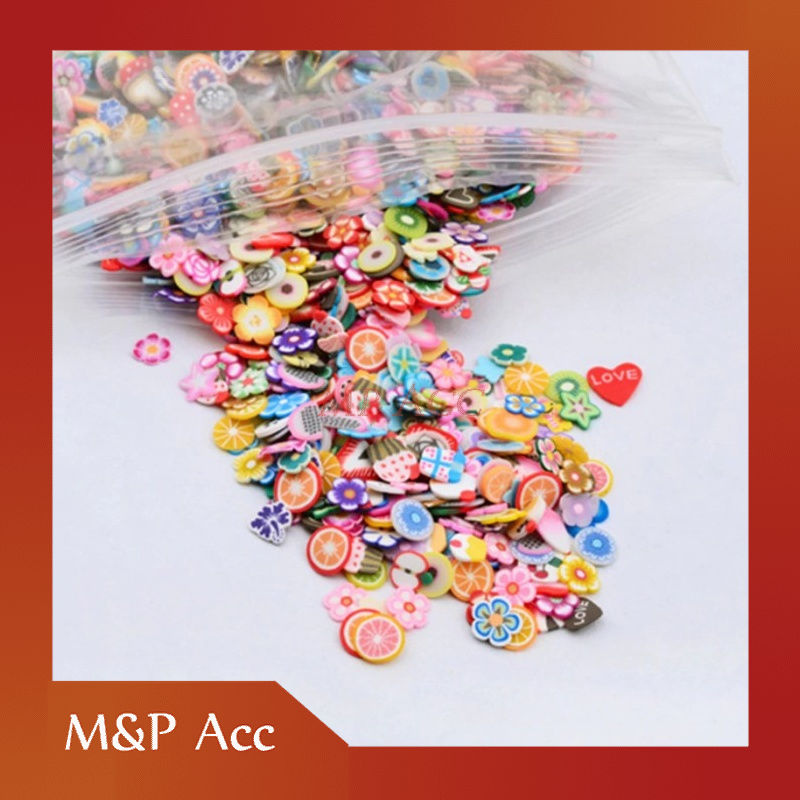 TERBARU Hiasan Kuku Nail Art Tips Filler Slime Fruit 1000pcs