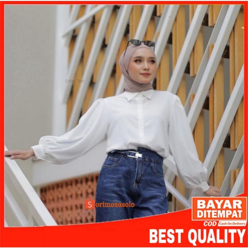 Blouse Lengan Balon Polos