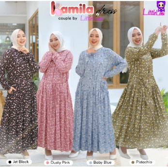Flash Sale -LittleLena Kamila Dress Couple Ibu dan Anak Usia 1 - 12 Tahun Gamis Couple Ibu Dan Anak 