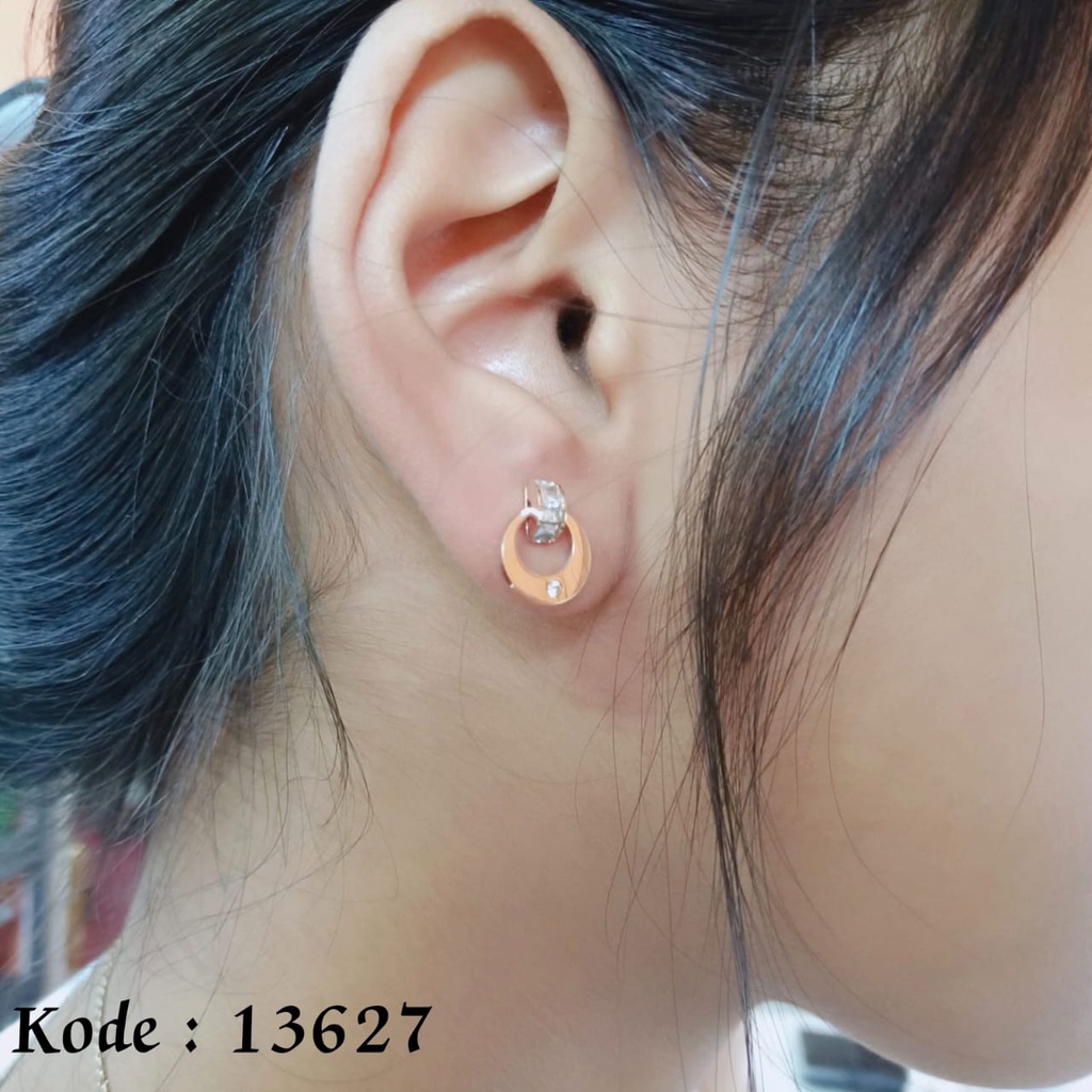 Missishop - M13627 Anting Titanium Anting Tusuk Anting Wanita Motif Bulat Permata Kecil Anti Karat K