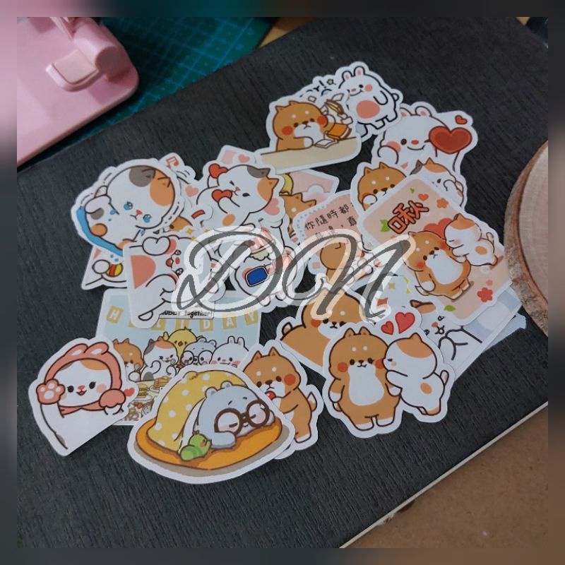 

isi 20 pcs stiker kertas tonton sticker glossy karakter line cute