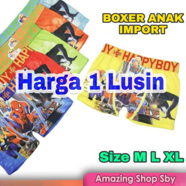 1 Lusin / 12 Pcs CD Boxer Anak Cowok Laki Laki Import Murah