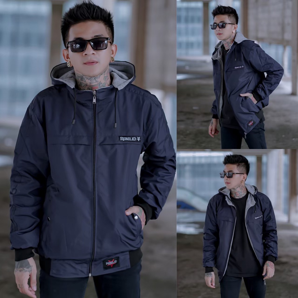 Jaket Parasut Pria Hoodie Zipper Cowok Cewek Bahan Parasit Premium