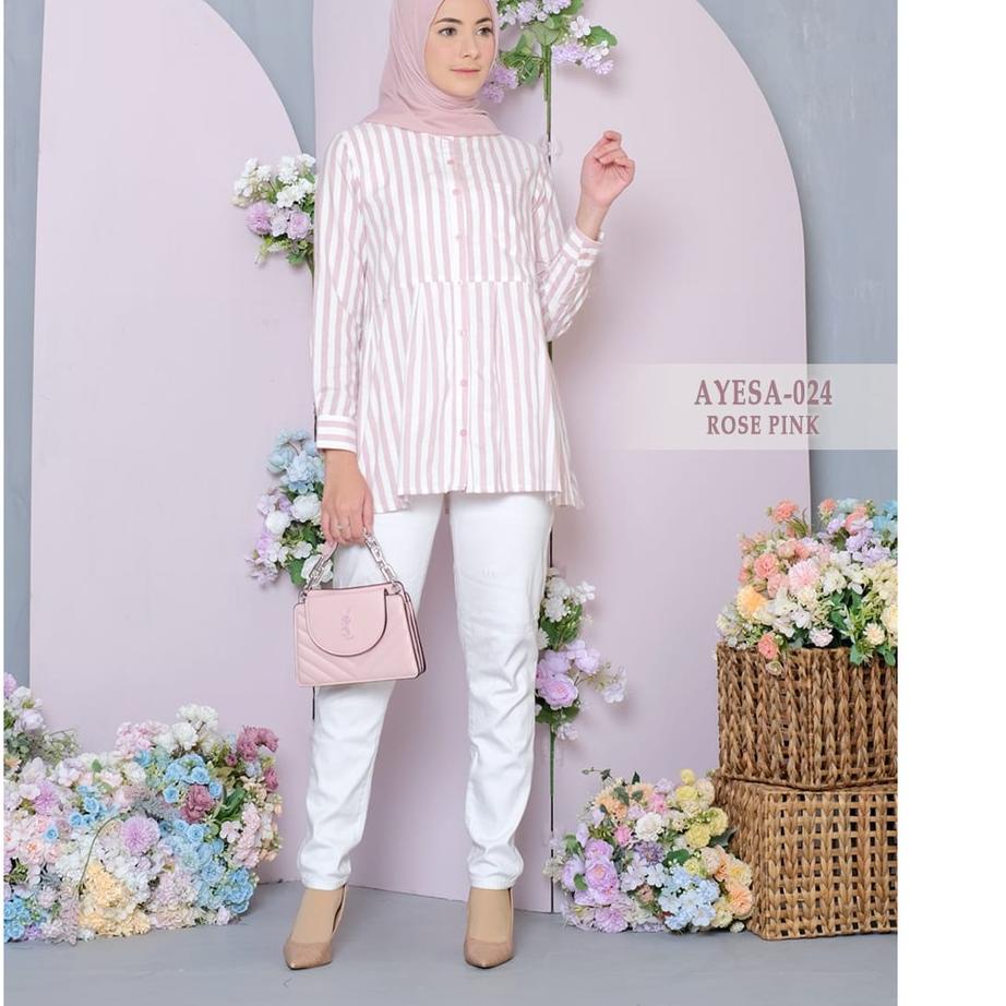☟ [M, L, XL, XXL] ORIGINAL Ayesa Motif - Pakaian Kemeja Wanita Terbaru by Hijab Mamah icis ✺