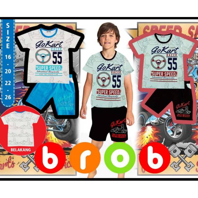 baju setelan anak remaja brob go kart