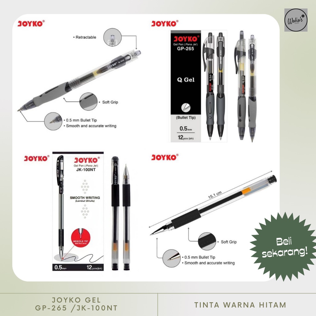

[TERMURAH] PULPEN GEL JOYKO GP-265 & JK-100NT (ISI 12 PCS)
