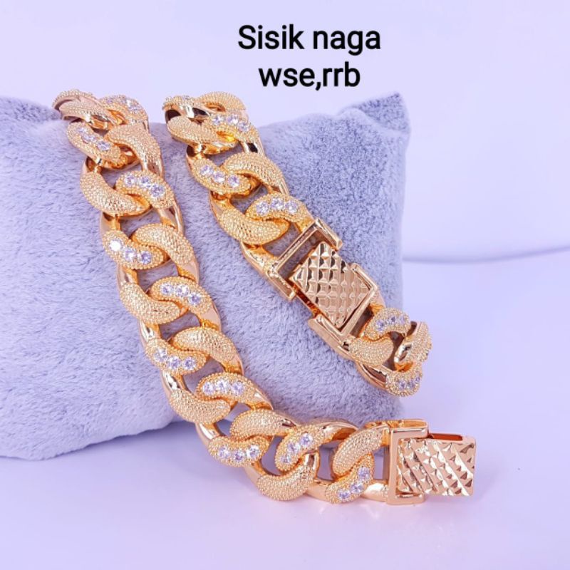 gelang sisik naga titanium (tebal dan ada mutiaranya