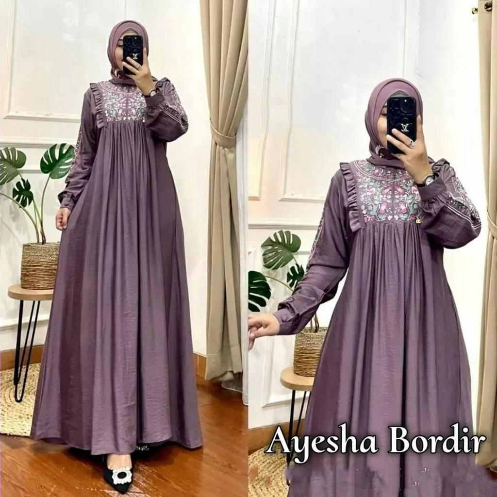 lilly dress kondangan gamis bordir mewah dres muslimah