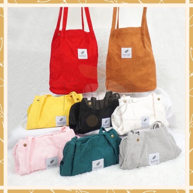 Tas Selempang Wanita Korea Corduroy Tote Bag | Tote Bag | Tote Bag Korea