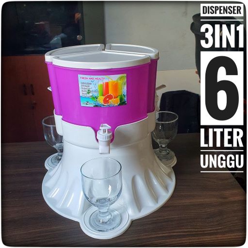 Samiaku-dispenser air minuman segar 3 tabung 6liter