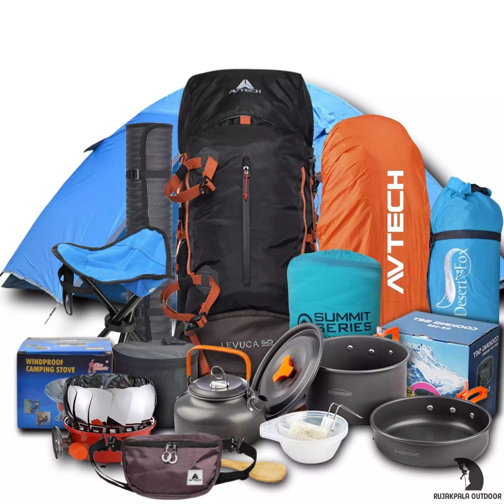 Paket mendaki original carrier Avtech levuca 60L tas gunung murah carrier hikking paket murah