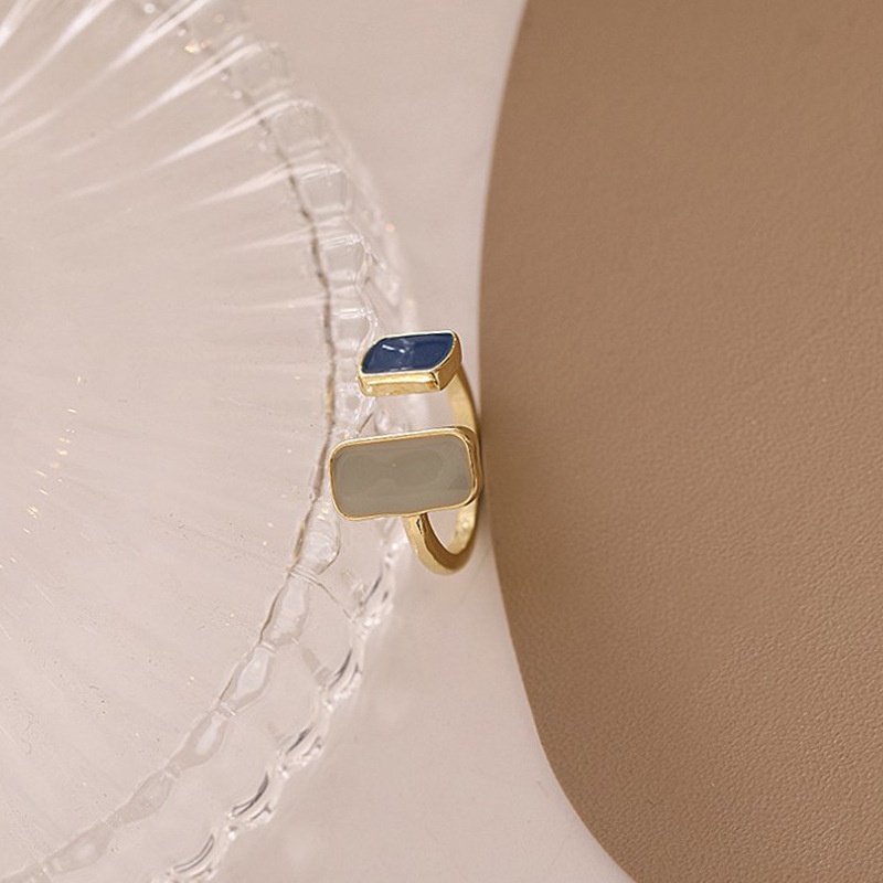 Cincin Jari Adjustable Warna Biru Gradasi Gaya Korea Untuk Wanita