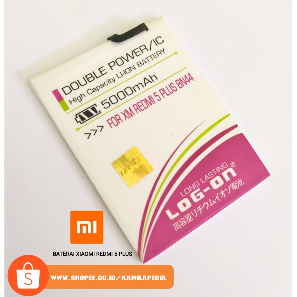Baterai Xiaomi Redmi 5 Plus Double Power BN44 Log On / Baterai Double Power Xiaomi Redmi 5 Plus BN44