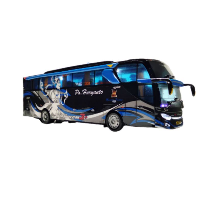 Miniatur bus Po HARYANTO JB3 Voyager biru Full Lampu