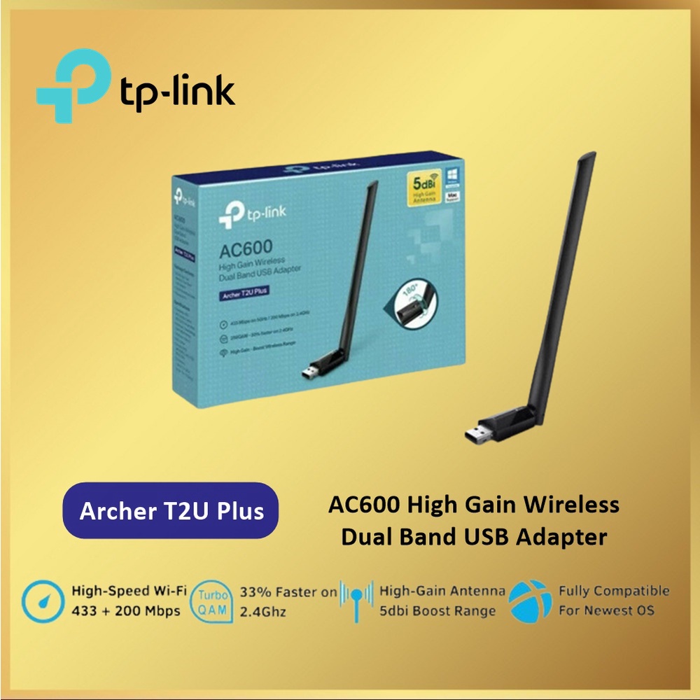 Tp-Link Archer T2U Plus AC600 High Gain Wireless Dual Band USB Adapter