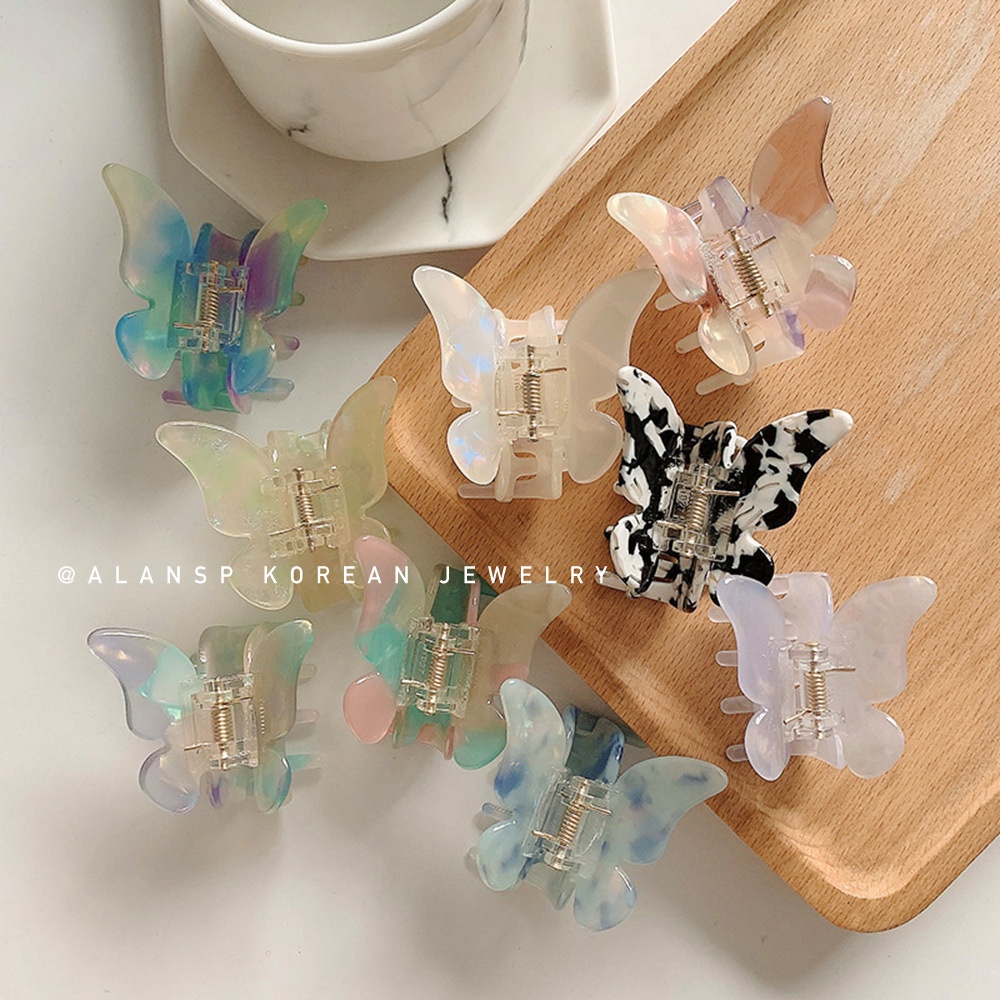 PREMIUM BUTTERFLY HAIRCLIP JEPIT RAMBUT KUPU KUPU JEDAI MODEL LUCU UNIK CUTE HIGH END MOTIF GLOSSY FLORAL MARBLE MARBEL AKSESORIS KOREA KOREAN HAIR CAKAR CEPOL CLAW PATTERNED