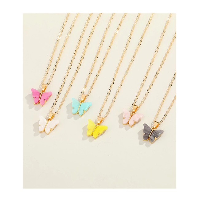 LRC Kalung Fashion Butterfly Resin Alloy Necklace