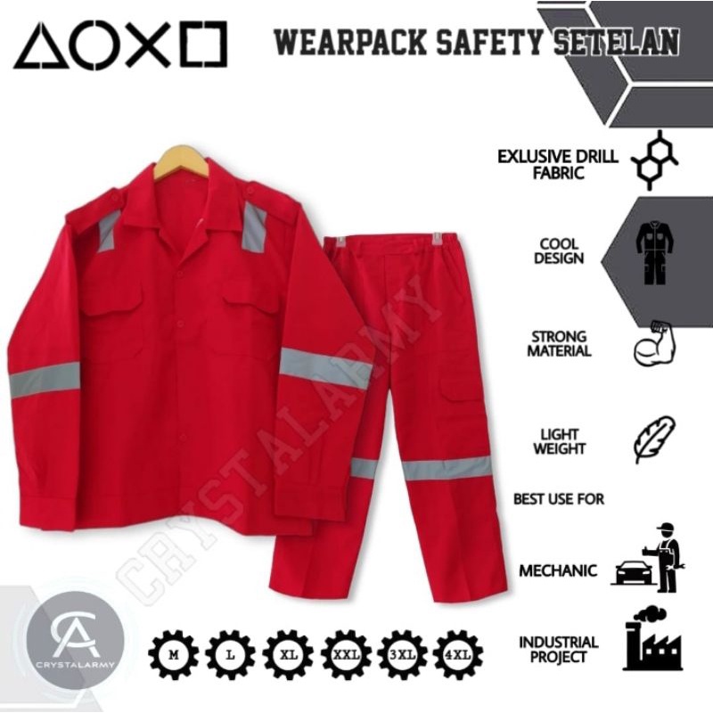 Wearpack safety setelan/ Setelan wearpack Kemeja Celana Safety Katelpak Seragam Proyek