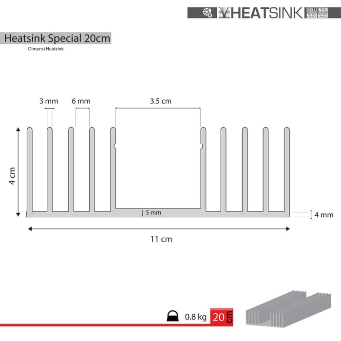 HEATSINK SPECIAL 20 CM PENDINGIN SPECIAL 20CM TEBAL SPESIAL 10 SIRIP HEATSINK ELEKTRONIK SPESIAL BGR