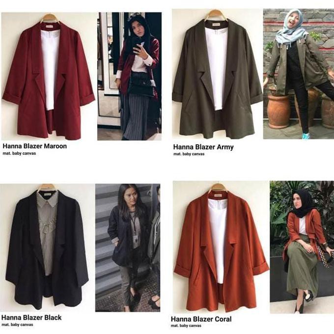READY HANNA BLAZER JACKET JAKET COAT KPOP KOREA JEPANG DRAMA MAROON ARMY BTS L3 ...